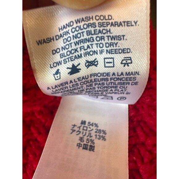 Lands End Red Cable Knit Sweater S/T 6-8 Cotton/Nylon/Acrylic/Wool Womens Appare - Picture 5 of 6